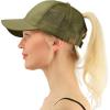 imageCC Ponytail Messy Buns Trucker Ponycaps Plain Baseball Visor Cap Dad HatOlive