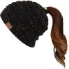 imageCC Ribbed Confetti Knit Beanie Tail Hat for Adult MB33Black