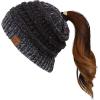 imageCC Ribbed Confetti Knit Beanie Tail Hat for Adult MB33Black Ombre