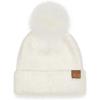 imageCC Sequin Pom Beanie for Women  Acrylic Stretchable Soft Warm Knit Winter Skully Hat with Yarn PomTerryivory