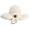 imageCC Sherpa Cuff Beanie Hat Suede Logo and Sherpa Mitten Gloves HAT008MT008Ivorygift Set