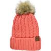imageCC Thick Cable Knit Faux Fuzzy Fur Pom Fleece Lined Skull Cap Cuff Beanie Coral