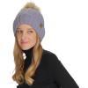 imageCC Thick Cable Knit Faux Fuzzy Fur Pom Fleece Lined Skull Cap Cuff BeaniePale Lavender
