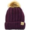 imageCC Toddler Sherpa Fuzzy Lining Baby Beanie Hat for Kid Chunky Knitted with Pom Pom for Boys Girls Ages 25 YearsPurple
