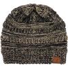 imageCC Trendy Warm Chunky Soft Stretch Cable Knit Beanie2 Tone BlackDark Beige