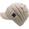 imageCC Trendy Warm Oversized Chunky Soft Oversized Ribbed Slouchy Knit Hat with Visor BrimBeige