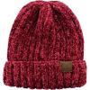 imageCC Unisex Chenille Soft Warm Stretchy Thick Cuffed Knit Beanie Cap HatBurgundy
