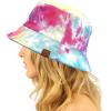 imageCC Unisex Packable Bucket Sun Beach Pool Fisherman HatTie Dyed Hot PinkLt Blue
