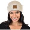 imageCC Unisex Soft Warm Acrylic Knit Cuffed Recycled Yarn BeanieHeather Beige