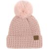 imageCC Waffle Knit Pattern Cuff Beanie for Women Unisex  Acrylic Stretchable Soft Warm with Faux Fur Pom Knit Winter Skully HatRose