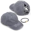 imageCC Washed Denim CrissCross Ponytail Cap Epoxy Button for face mask Face Mask not Included BT799Grey