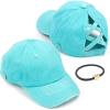 imageCC Washed Denim CrissCross Ponytail Cap Epoxy Button for face mask Face Mask not Included BT799Mint
