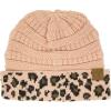 imageCC Winter Fall Trendy Chunky Stretchy Cable Knit Beanie HatLeopard Indi Pink