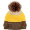 imageCC Winter Sherpa Fleeced Lined Chunky Knit Stretch Pom Pom Beanie Hat Cap Block Stripe Mustard One Size