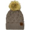 imageCC Winter Sherpa Fleeced Lined Chunky Knit Stretch Pom Pom Beanie Hat Cap Handmade Bobble City Gray
