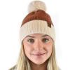 imageCC Winter Solid Dual Color Ribbed Knit Pom Cuff Beanie HatRust
