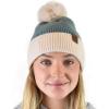 imageCC Winter Solid Dual Color Ribbed Knit Pom Cuff Beanie HatSteel Blue