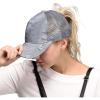 imageCC Womens Distressed Denim Trucker Hat with Ponytail Opening  Messy Bun Friendly Baseball Cap with Mesh BackLt Denim
