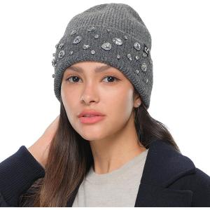 imageCC American Flag Rhinestone Beanie for Women Unisex  Sustainable Recycled Yarn Stretchable Soft Warm Knit Winter Skully HatRhinestonedk Grey