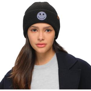 imageCC American Flag Rhinestone Beanie for Women Unisex  Sustainable Recycled Yarn Stretchable Soft Warm Knit Winter Skully HatSmileblack