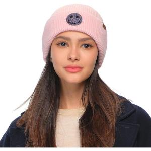imageCC American Flag Rhinestone Beanie for Women Unisex  Sustainable Recycled Yarn Stretchable Soft Warm Knit Winter Skully HatSmilepink