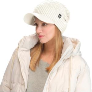 imageCC Beanie Fuzzy Fleece Lining Warm Oversized Chunky Soft Stretchy Ribbed Slouchy Knit Hat with Visor BrimIvory  Off White