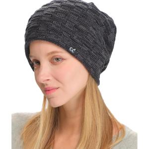 imageCC Beanie Thick Fuzzy Fleece Lined Knit BeanieBlack  Charcoal Mix