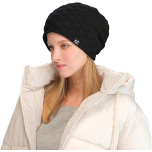 imageCC Beanie Thick Fuzzy Fleece Lined Knit BeanieBlack