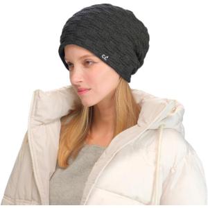 imageCC Beanie Thick Fuzzy Fleece Lined Knit BeanieCharcoal Grey
