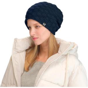 imageCC Beanie Thick Fuzzy Fleece Lined Knit BeanieNavy Blue