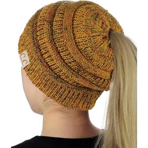 imageCC BeanieTail Cotton Blend All Season Daily Messy High Bun Ponytail Beanie HatConfetti Mustard