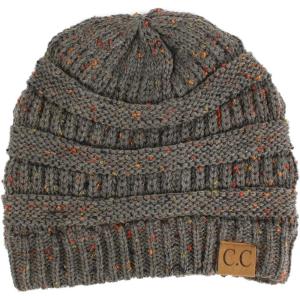 imageCC Classic Winter Fall Trendy Chunky Stretchy Cable Knit Beanie HatConfetti Dk Melange Gray