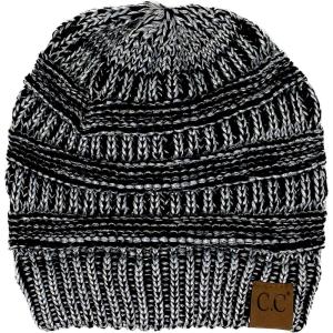 imageCC Classic Winter Fall Trendy Chunky Stretchy Cable Knit Beanie HatMetallic BlackSilver