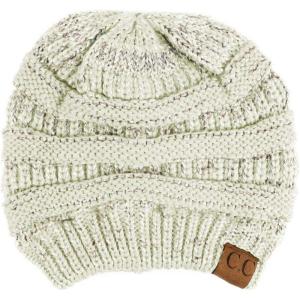 imageCC Classic Winter Fall Trendy Chunky Stretchy Cable Knit Beanie HatMetallic IvorySilver