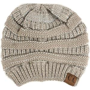 imageCC Classic Winter Fall Trendy Chunky Stretchy Cable Knit Beanie HatMetallic Silver