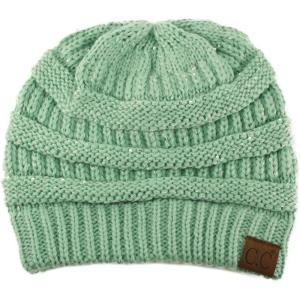 imageCC Classic Winter Fall Trendy Chunky Stretchy Cable Knit Beanie HatSequins Mint