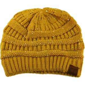 imageCC Classic Winter Fall Trendy Chunky Stretchy Cable Knit Beanie HatSequins Mustard