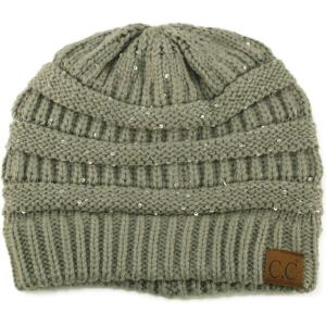 imageCC Classic Winter Fall Trendy Chunky Stretchy Cable Knit Beanie HatSequins Natural Gray