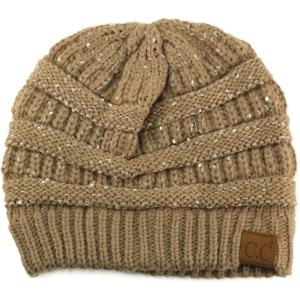 imageCC Classic Winter Fall Trendy Chunky Stretchy Cable Knit Beanie HatSequins Taupe