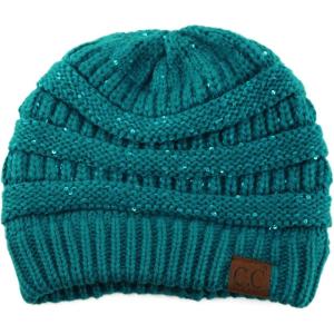 imageCC Classic Winter Fall Trendy Chunky Stretchy Cable Knit Beanie HatSequins Teal