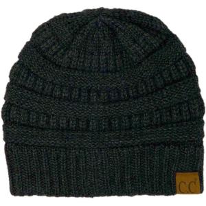imageCC Classic Winter Fall Trendy Chunky Stretchy Cable Knit Beanie HatSnuggly Soft BlackGray Mix