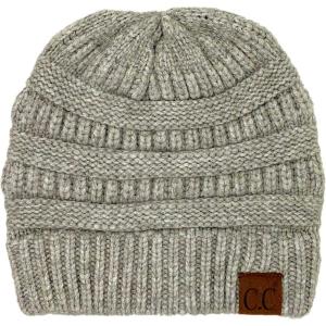 imageCC Classic Winter Fall Trendy Chunky Stretchy Cable Knit Beanie HatSnuggly Soft Lt Gray Mix