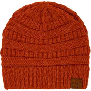 imageCC Classic Winter Fall Trendy Chunky Stretchy Cable Knit Beanie HatSnuggly Soft Rust Mix