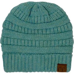 imageCC Classic Winter Fall Trendy Chunky Stretchy Cable Knit Beanie HatSnuggly Soft Steel Blue Mix
