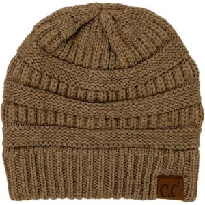 imageCC Classic Winter Fall Trendy Chunky Stretchy Cable Knit Beanie HatSnuggly Soft Taupe Mix