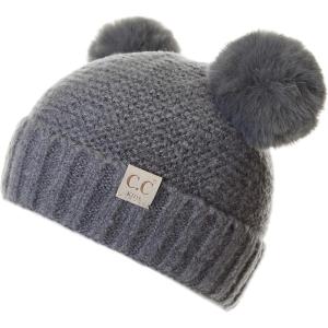 imageCC Exclusives Children Kid Double Pompom Knitted Beanie for Kids Ages 25 KID23KID24KIDS2055Lt Mel Greykids27