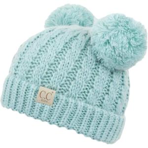 imageCC Exclusives Children Kid Double Pompom Knitted Beanie for Kids Ages 25 KID23KID24KIDS2055Mint Amz