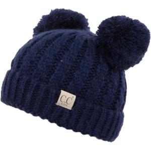 imageCC Exclusives Children Kid Double Pompom Knitted Beanie for Kids Ages 25 KID23KID24KIDS2055Navy