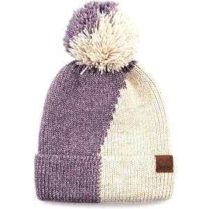 imageCC Exclusives Geometric Cable Beanie Hat with Faux Fur Pom HAT2298HAT7011HAT2213YJ920A Dual ColorvioletBeige