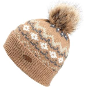 imageCC Exclusives Geometric Cable Beanie Hat with Faux Fur Pom HAT2298HAT7011HAT2213YJ920Camel